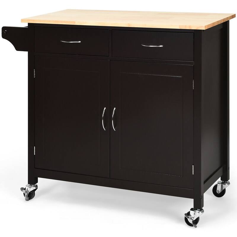Costway Modern Rolling Kitchen Cart Island Storage Trolley Cabinet
