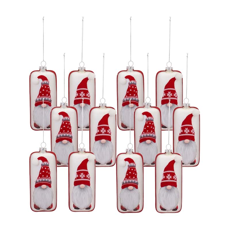 Glass Gnome Ornament (Set of 12) - Red