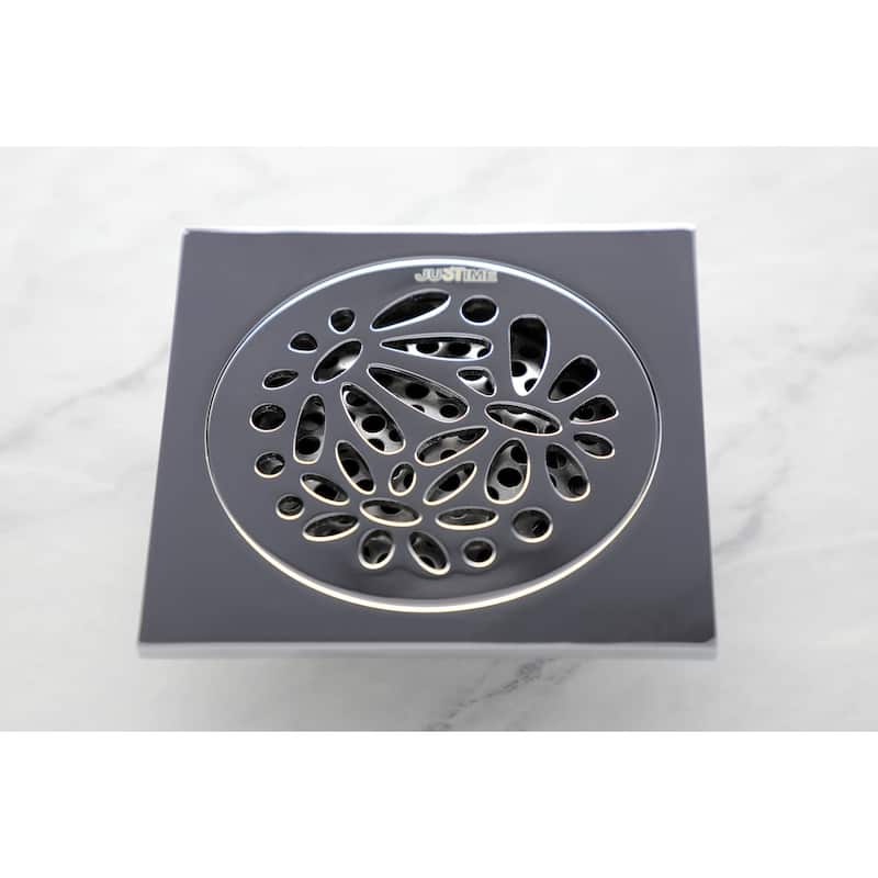 Kingston Brass Watercourse 4" Wide Floral Square Shower Drain