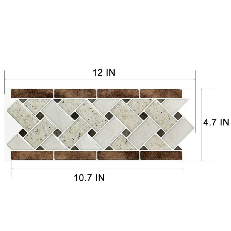 Art3d Peel and Stick Tile 12.4"x5" Waist Line Mosaic Tiles (10-Pack)