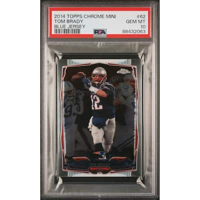 Tom Brady 2014 Topps Chrome Mini Blue Jersey Football Card #62 Graded PSA 10 - 8' x 11'