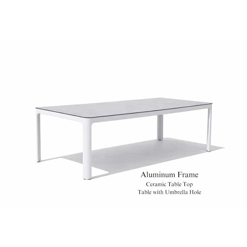Como Orenelli White 1-Piece Aluminum Outdoor Dining Table with Ceramic Top
