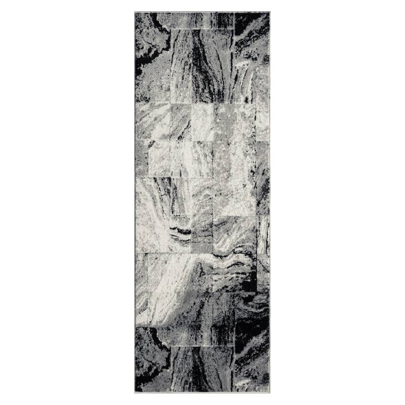 Kimberly Collection Dark Grey Abstract Square Area Rug - 2'8"X7'10"