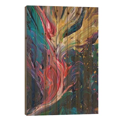 Bird Flower Print On Wood by Tanya Shatseva - Multi-Color