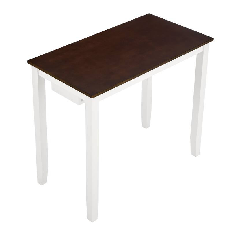 Roomfitters 3-Piece Dining Table Set with Bar Stools, Modern Pub Table for Kitchen, Dining or Breakfast Nook, White & Brown