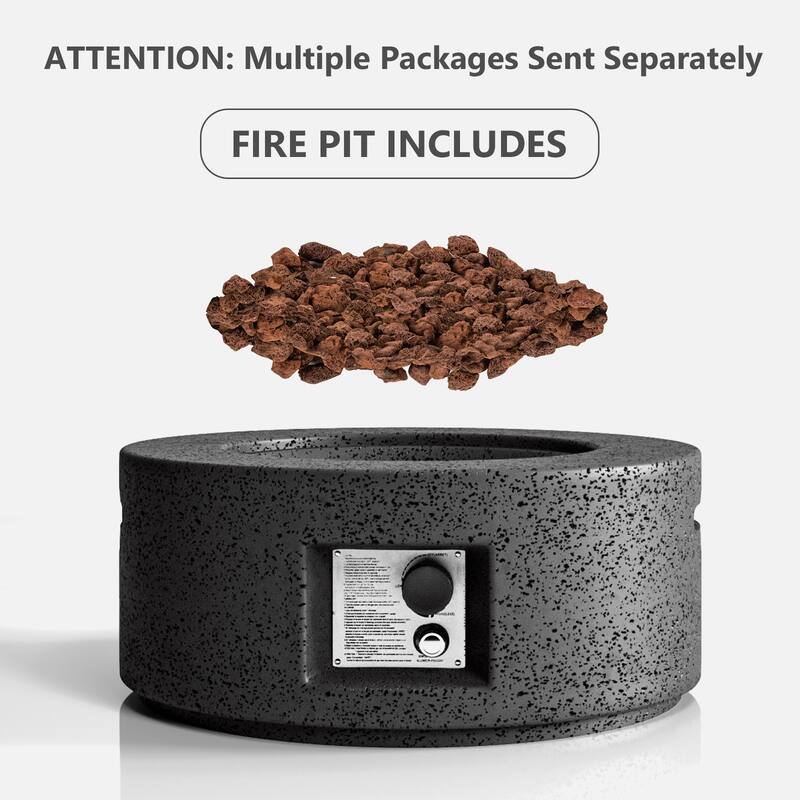 COSIEST Outdoor Patio Round Propane Firepit, 40000BTU - 28" W x 28" D x 12" H