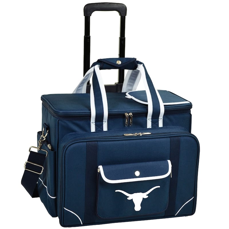 NCAA Texas Longhorns Insulated Picnic Cooler with Service for Four on Wheels