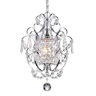 Chrome Finish 1-Light Glam Mini Pendant with Crystal