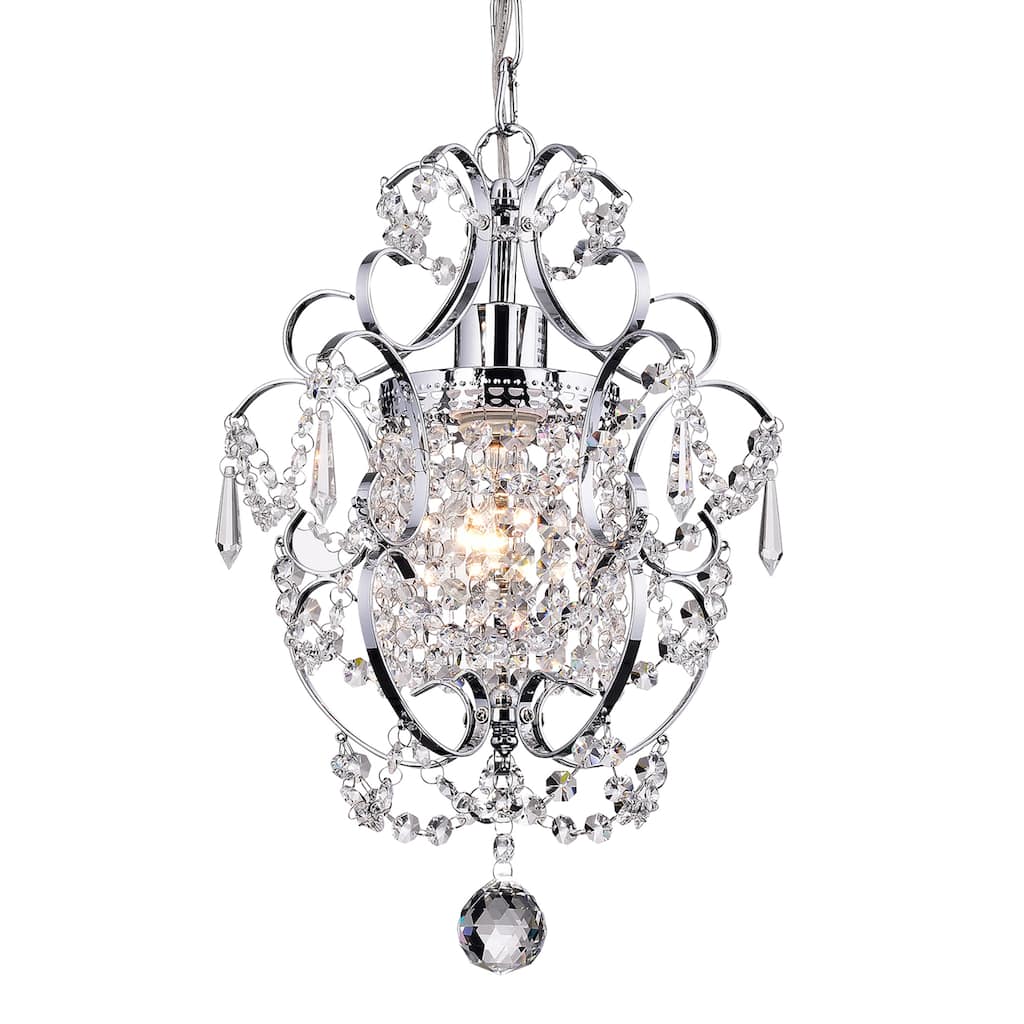 Chrome Finish 1-Light Glam Mini Pendant with Crystal
