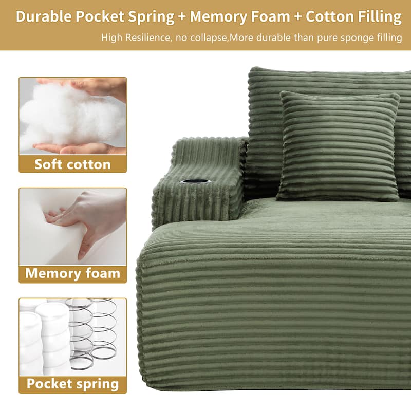 67" Chaise Lounge Chair 9.9'' Wide Armrest Indoor Corduroy Oversized Sleeper Sofa