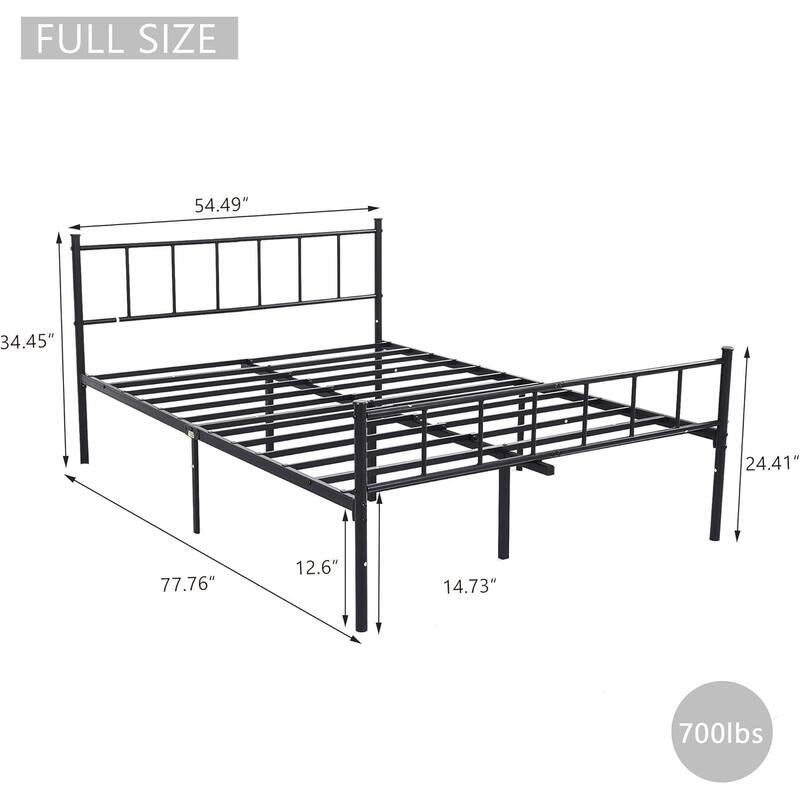 alazyhome Classic Metal Platform Bed Frame Steel Slat Support, Black