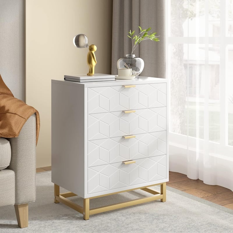 4 Drawer Dresser for Bedroom, Living Room, Entryway - White