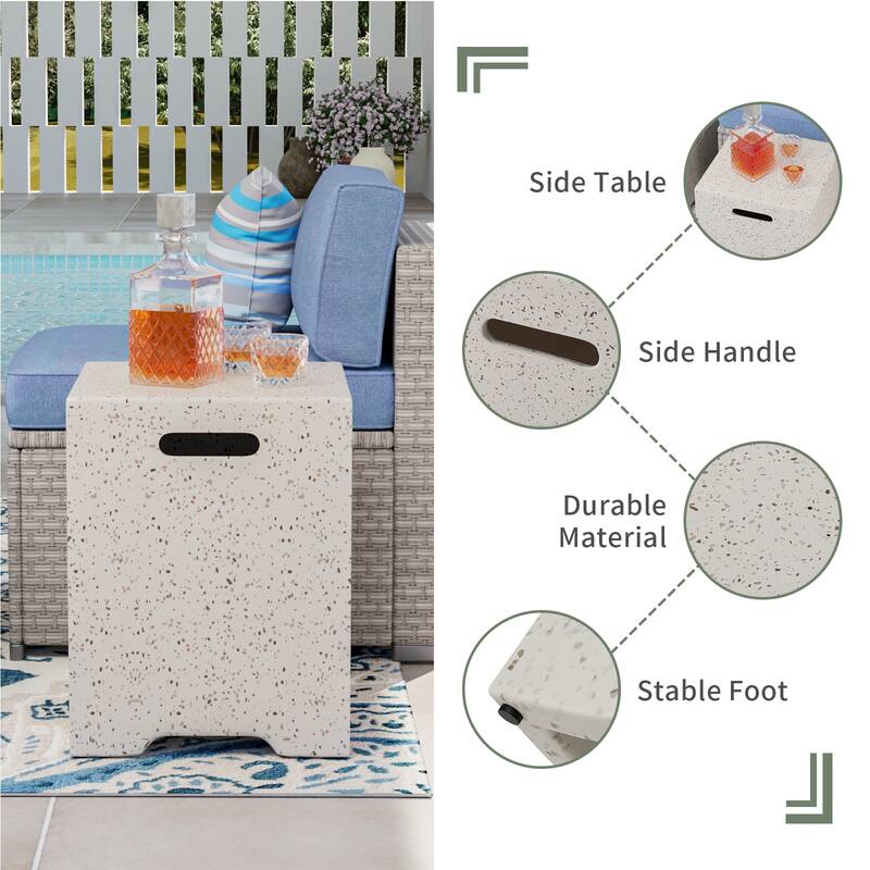 COSIEST Outdoor 41''Round Concrete Fire Pit Table with Tank