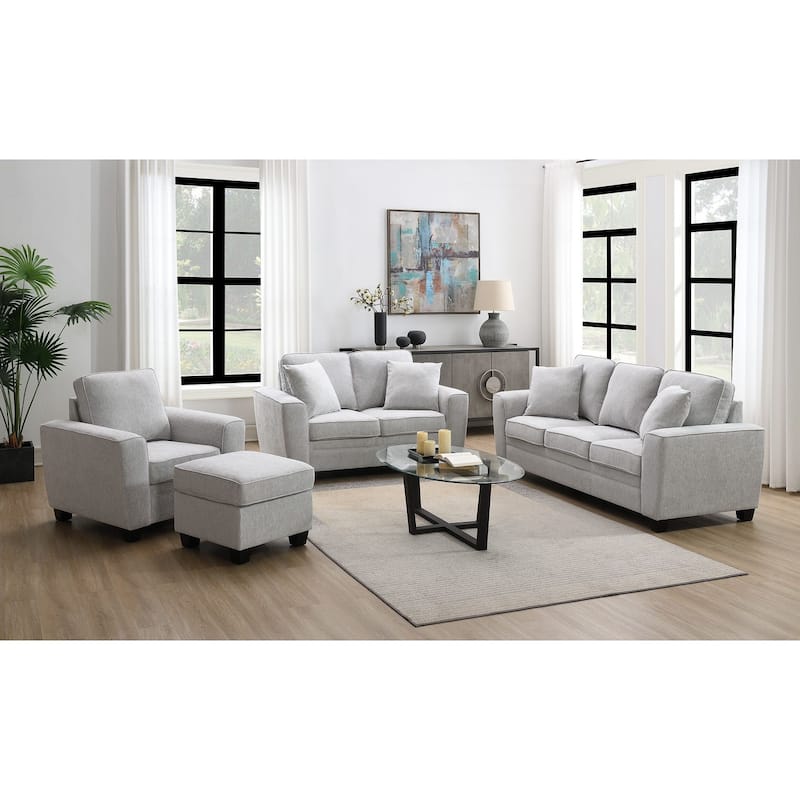 Ashbury 84" Sofa with 2 Pillows, Soft Gray Chenille