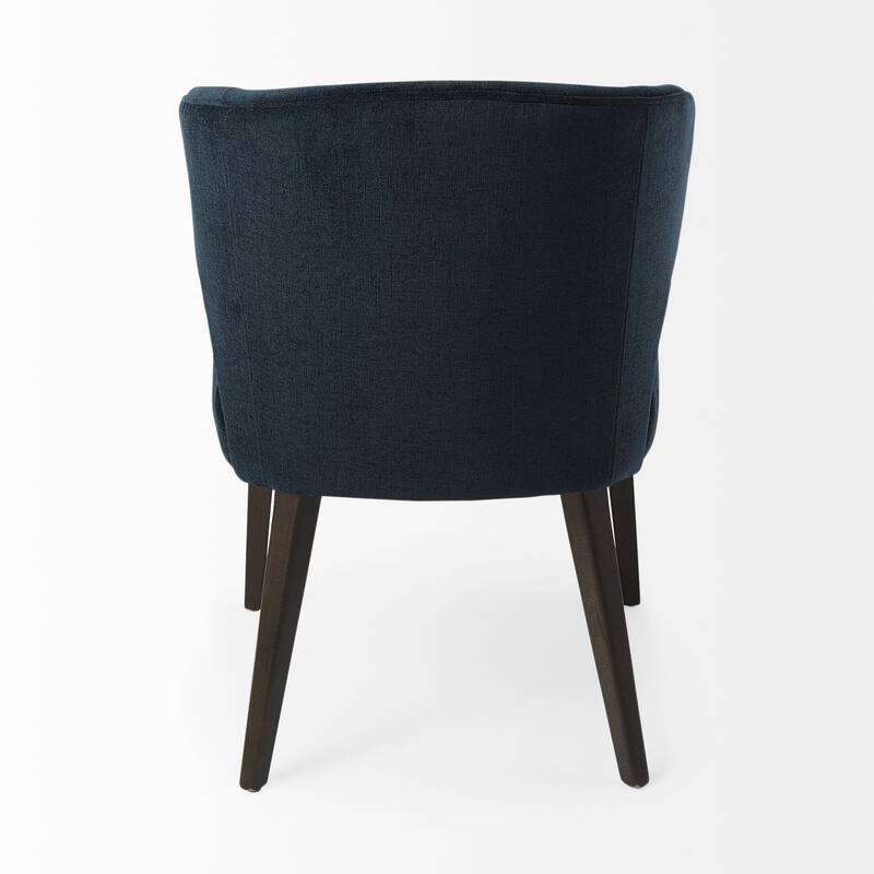 Niles Navy Blue Fabric Seat w/ Dark Brown Solid Wood Legs Wingback Dining Chair - 21.6"W x 25"D x 31.8"H