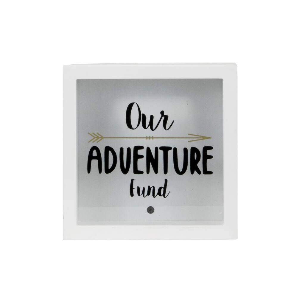 Foreside Home & Garden Our Adventure Fund Wooden Piggy Bank - 6x6
