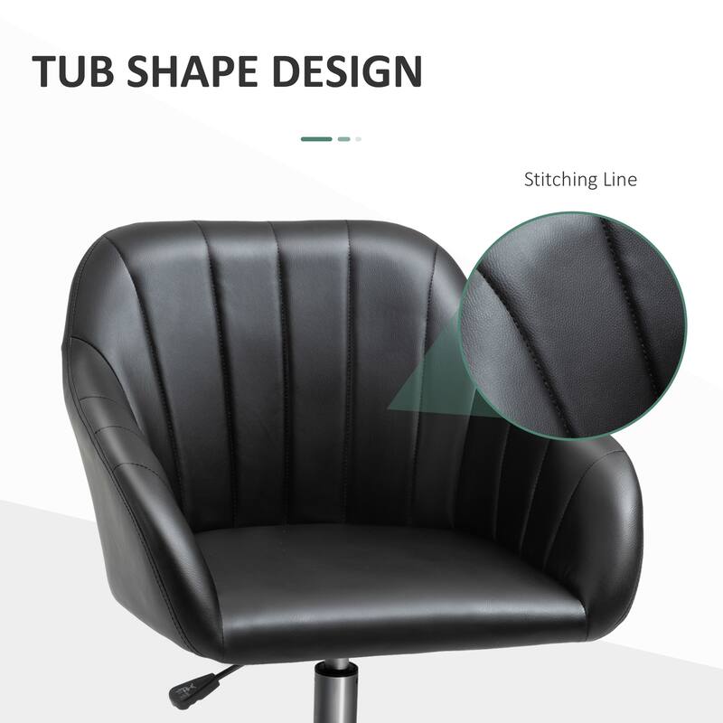 Vinsetto Mid Back Home Office Chair Computer Desk Chair with PU Leather, Adjustable Height, Swivel Wheels for Study, Bedroom