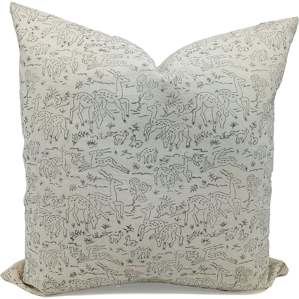 Fabdivine Handmade Floral Cotton Cushion Case Bohemian Sofa Bed Accent, Forest Deer