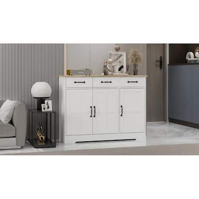 Farmhouse Buffet Cabinet Storage Sideboard with 3 Drawers and 3 Doors for Dining Living Room Kitchen Cupboard