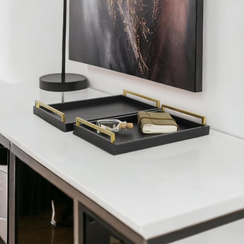 Lusan Black Vinyl Tray Set