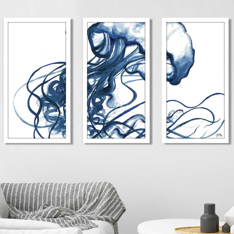 "Jellyfish In The Blues" 3 Piece Print on Acrylic