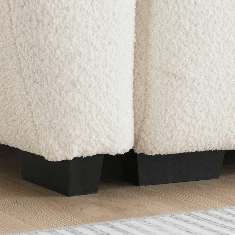 110" Modular L-Sectional - Boucle Fabric, Pull-Line Design, Movable Ottoman, 3 Color Options