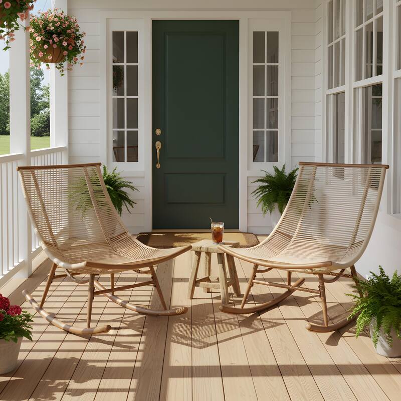 Christopher Knight Home - Modern Outdoor Rocking Chair with Metal Frame and PE Rattan