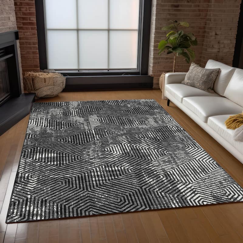 Machine Washable Indoor/ Outdoor Chantille Contemporary Maze Rug