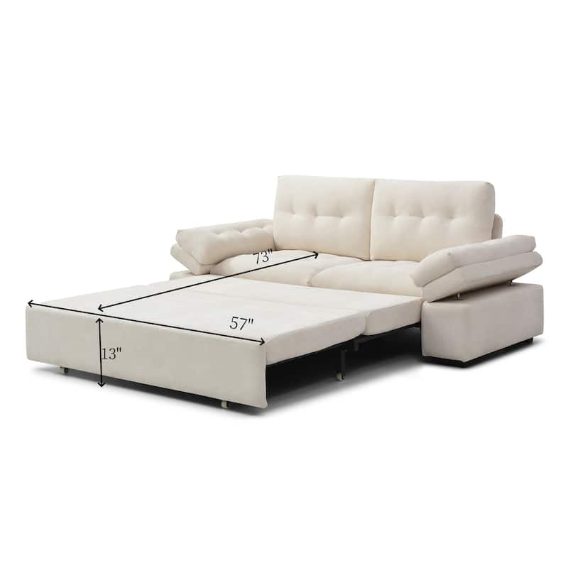 Convertible Sofa Bed, 3-in-1 Sleeper Couch Daybed with Adjustable Armrests, Loveseat Sleeper Sofa with Pull Out Bed