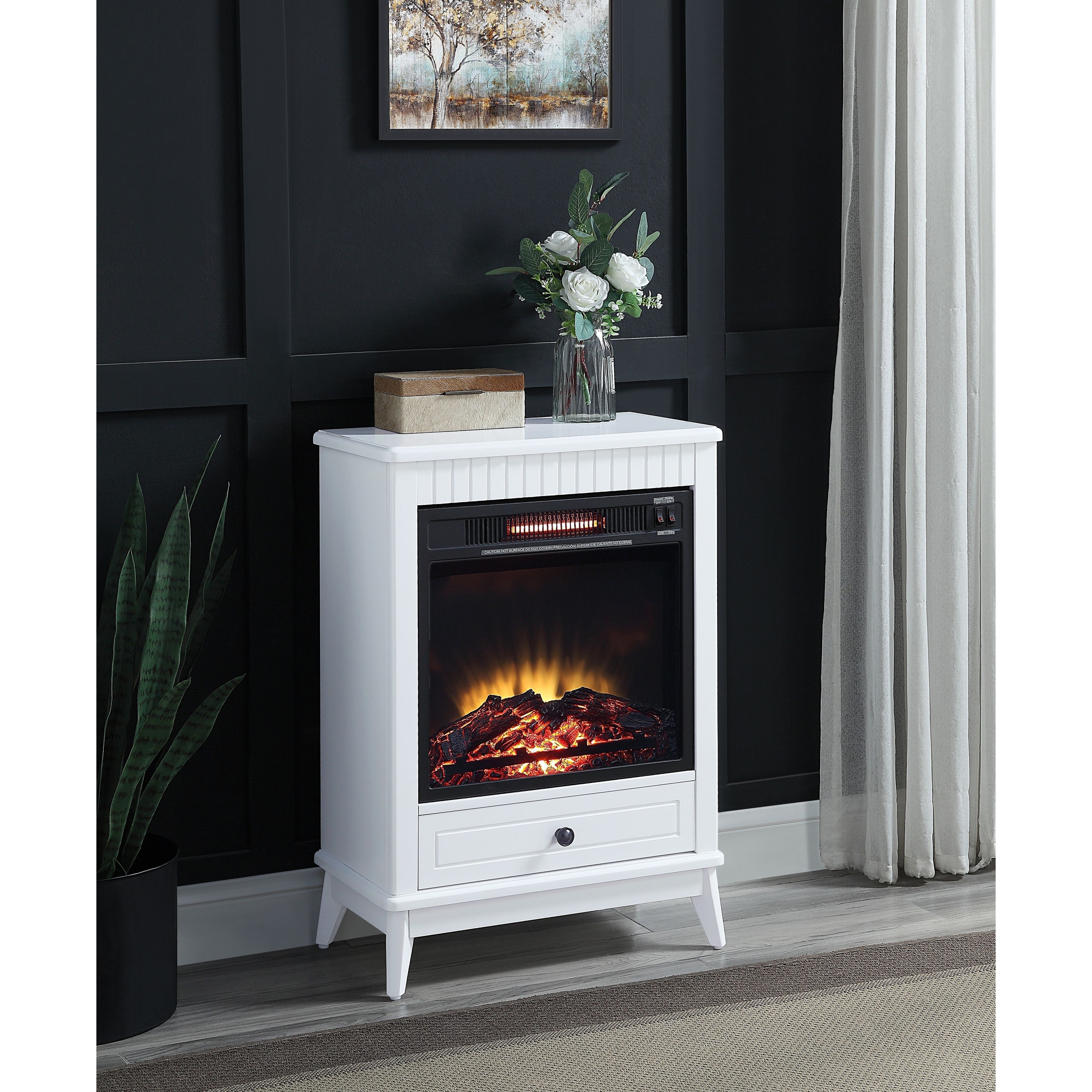 ACME Hamish 1-drawer Fireplace - - 35279532