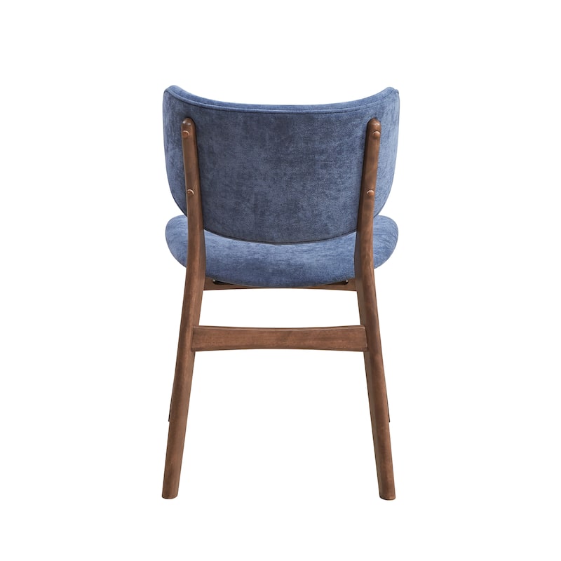 Fabric Upholstered Side Chair Set of 2 with Wood Finish Padded Seat