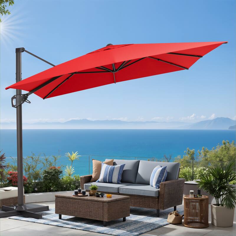 VredHom Patio Outdoor 9 FT x 11 FT Cantilever-Offset Umbrella with No Base