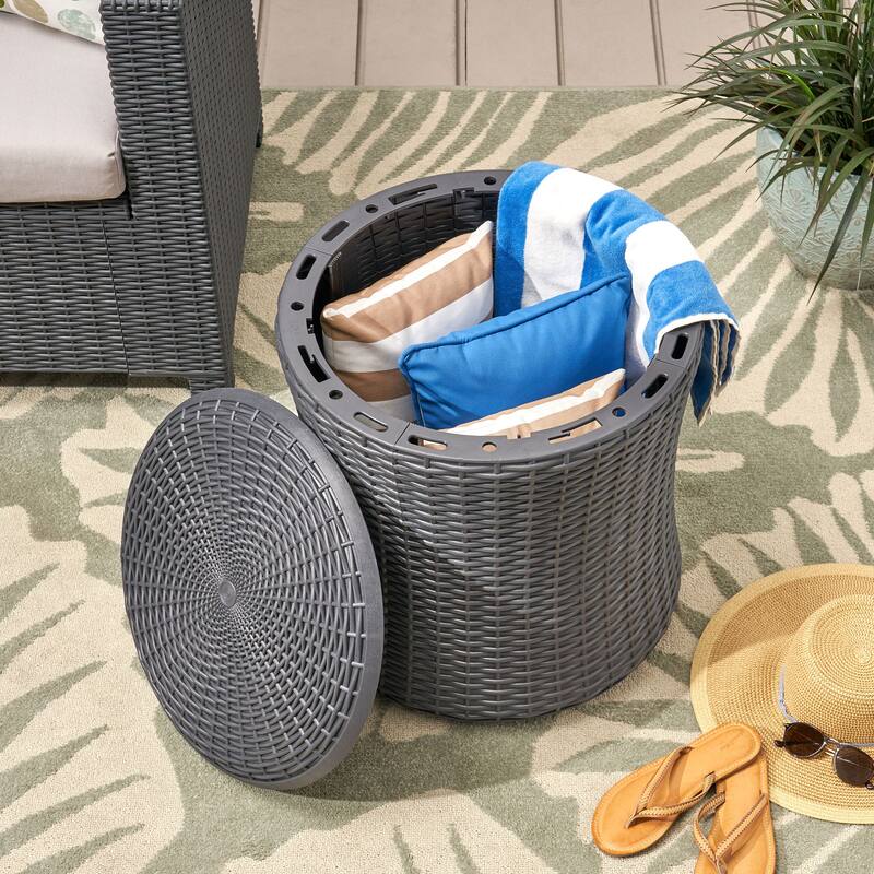 Simone Faux Wicker Storage Side Table by Christopher Knight Home