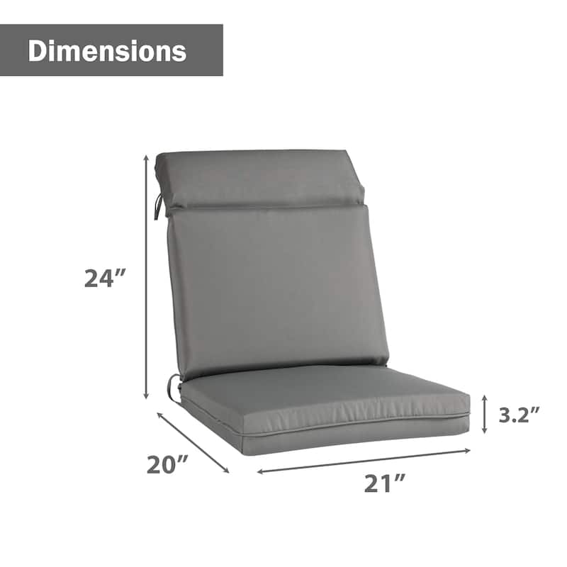 Aoodor 2Pcs Outdoor High Back Dining Chair Cushion Set 44''x21''x3.2''