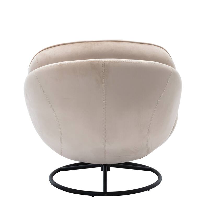Velvet Swivel Accent Chair with Ottoman & Metal Legs (360° Rotation)