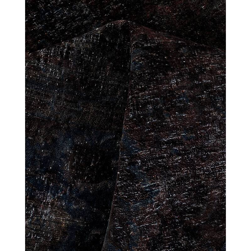 Overton Hand Knotted Wool Vintage Inspired Modern Contemporary Overdyed Black Area Rug - 6' 2" x 8' 10"