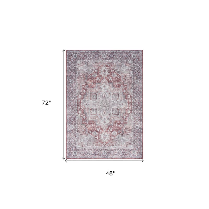 Civaz Power Loomed Distressed Floral Area Rug By HomeRoots - 72' X '48' X '0.28