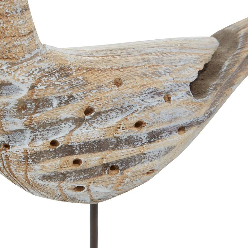Brown Empress Wood Coastal Sculpture Bird (Set of 3) - 11 x 3 x 14