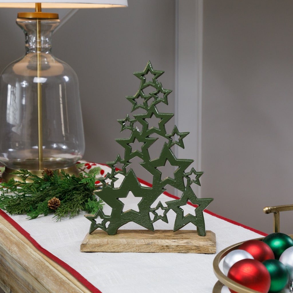 Tree of Stars Metal Christmas Decoration - 11" - Green