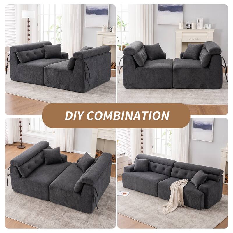103.2" Fabric 4-Seater Sofa, Raised Back, 2 Pillows and Deep Seat Design