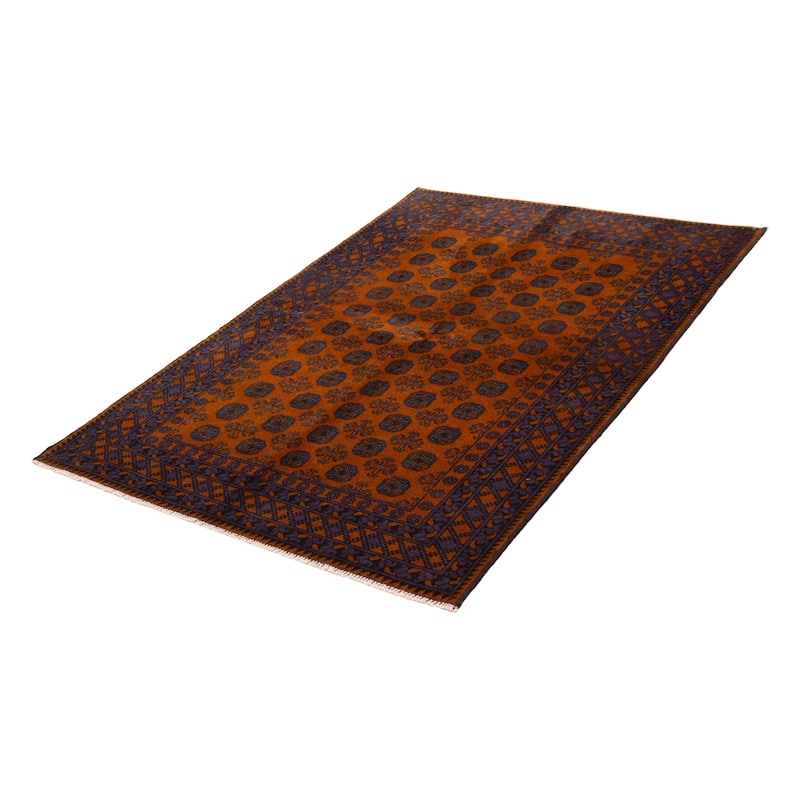 ECARPETGALLERY Hand-knotted Uzbek Kargahi Burnt Orange Wool Rug - 5'5 x 7'8