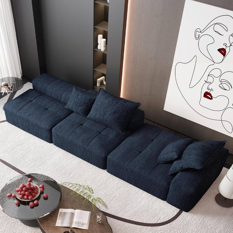 Modern 4 PCS DIY Combination Modular Sofa with Ottoman, Seat, Chaise Lounge, Armrest