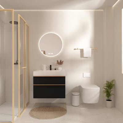 30 Inch Wall Mounted Bathroom Vanity with Integrated Acrylic Sink, 2 Soft-Close Drawers, Pre-Assembled,Modern Floating Cabinet