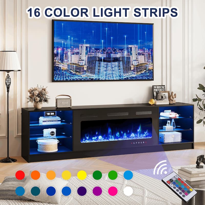 EROMMY Electric Fireplace TV Stand, Living Room Media Storage Cabinet and Entertainment Console