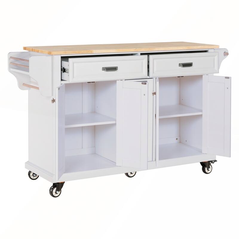 Kitchen Island with Rubber wood Countertop