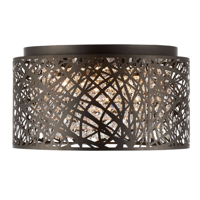 CO-Z 16-Inch Drum Flush Mount Crystal Chandelier