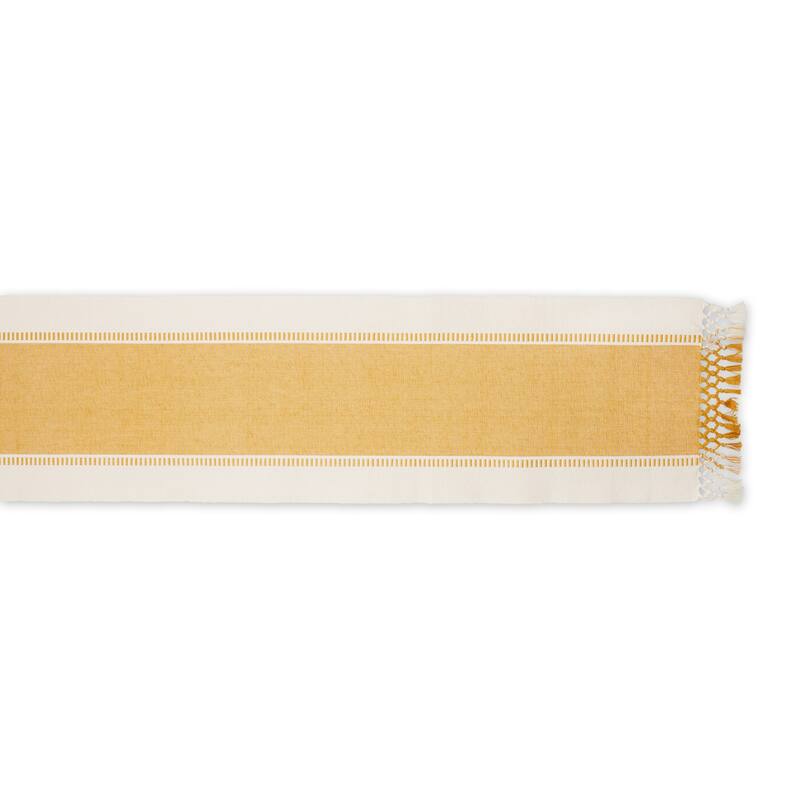 DII Dobby Striped Fringe Ribbed Table Runner