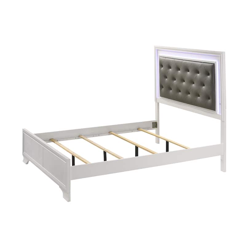 Kym Frost LED Faux Leather Upholstered Tufted Panel Bed