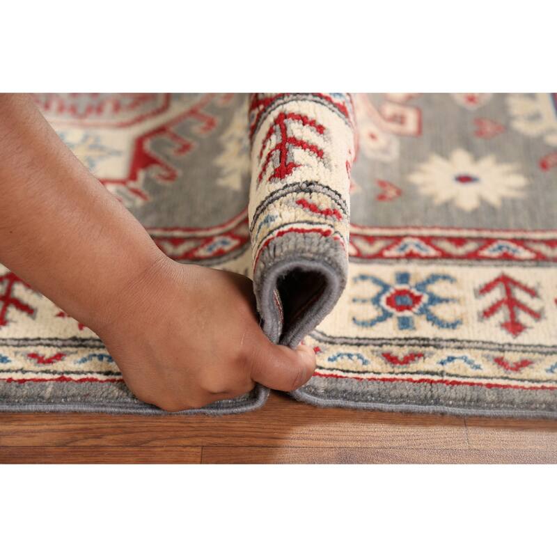 Geometric Kazak Runner Rug Handmade Traditional Wool Carpet - 2'8" x 16'4"