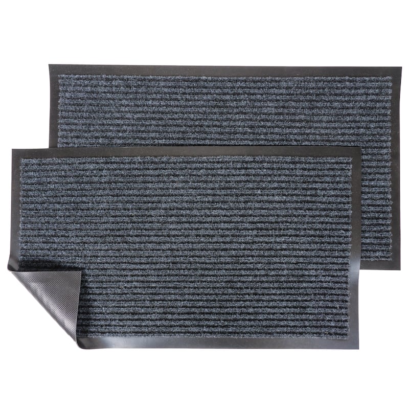 KAF Home 17"x30" Ribbed PET Door Mat, Set of 2